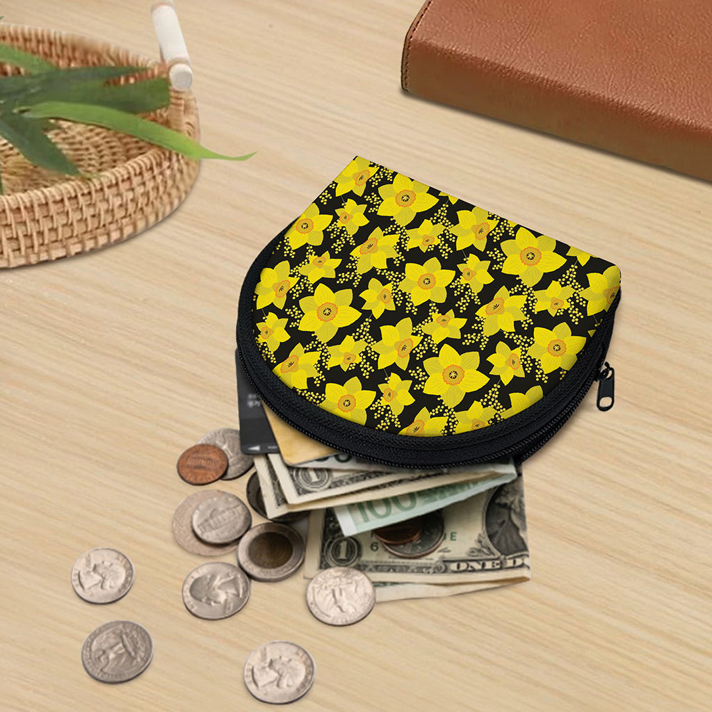 Daffodil And Mimosa Pattern Print Coin Purse