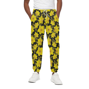 Daffodil And Mimosa Pattern Print Cotton Pants
