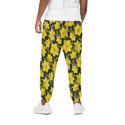 Daffodil And Mimosa Pattern Print Cotton Pants