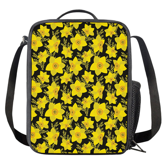 Daffodil And Mimosa Pattern Print Crossbody Lunch Bag