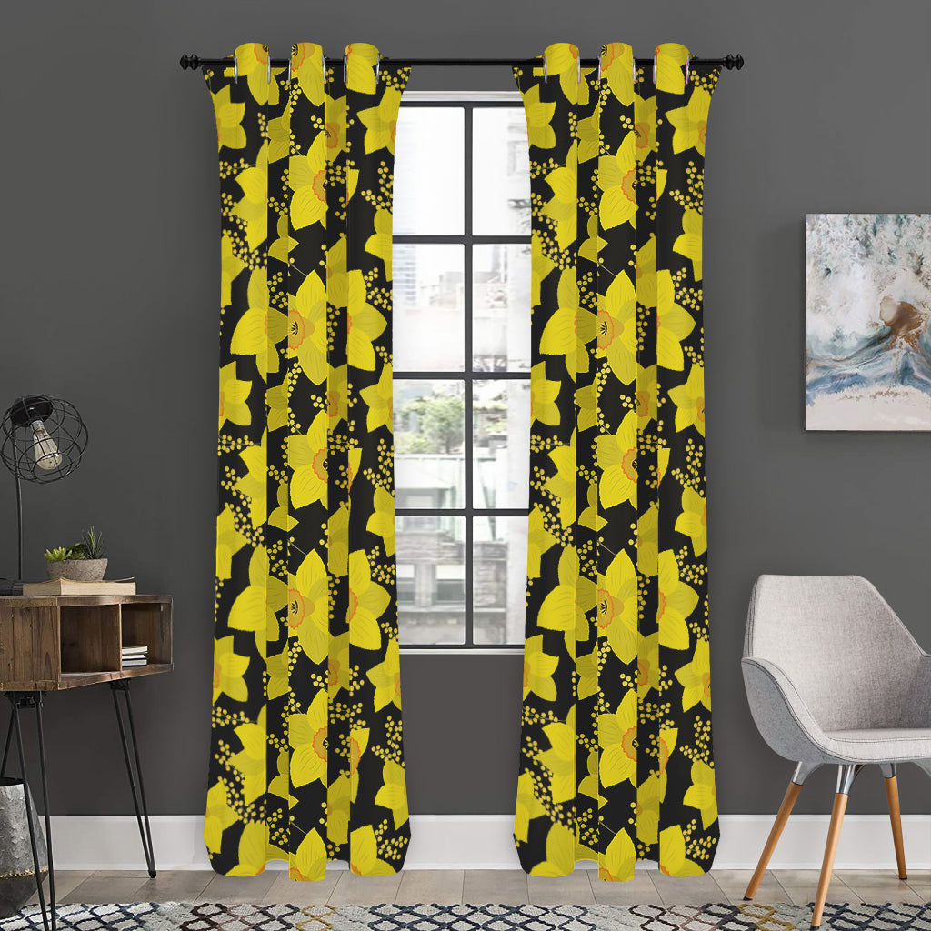 Daffodil And Mimosa Pattern Print Curtain