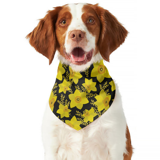 Daffodil And Mimosa Pattern Print Dog Bandana