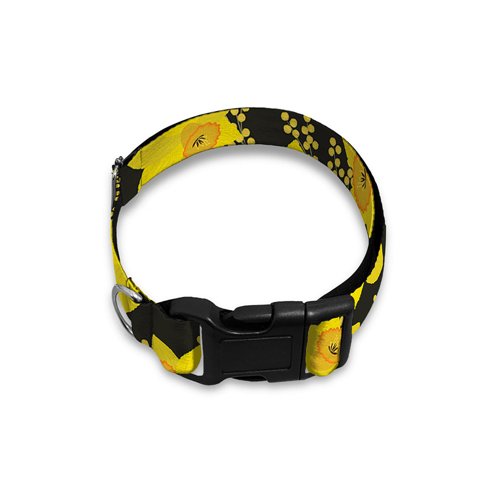 Daffodil And Mimosa Pattern Print Dog Collar