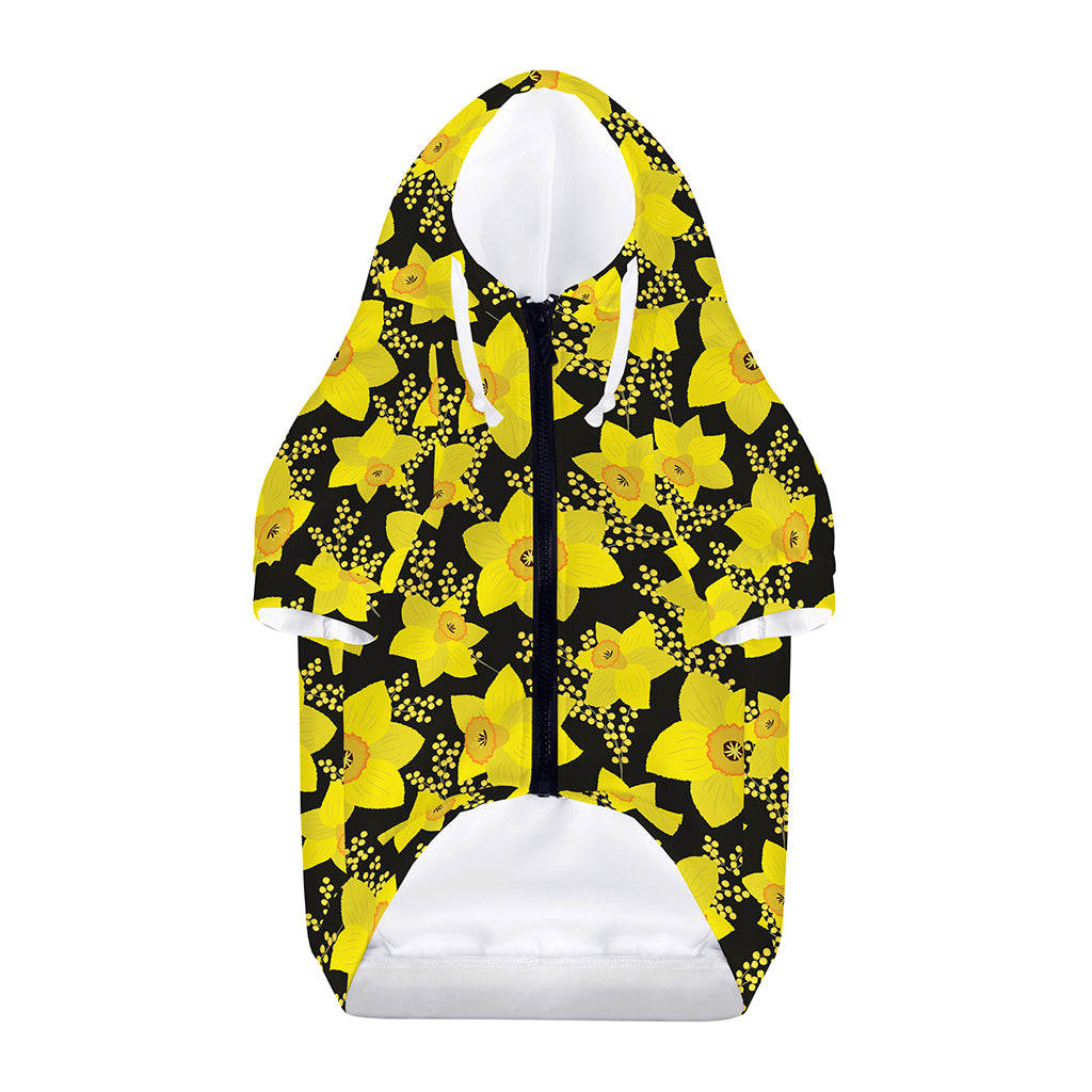 Daffodil And Mimosa Pattern Print Dog Zip Up Hoodie