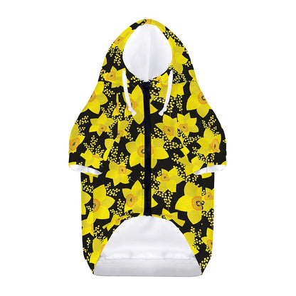 Daffodil And Mimosa Pattern Print Dog Zip Up Hoodie
