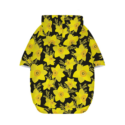 Daffodil And Mimosa Pattern Print Dog Zip Up Hoodie