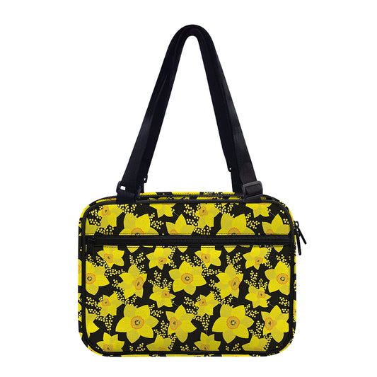 Daffodil And Mimosa Pattern Print Double Strap Bible Bag