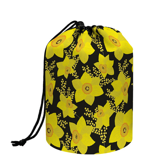 Daffodil And Mimosa Pattern Print Drawstring Makeup Bag