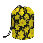Daffodil And Mimosa Pattern Print Drawstring Makeup Bag