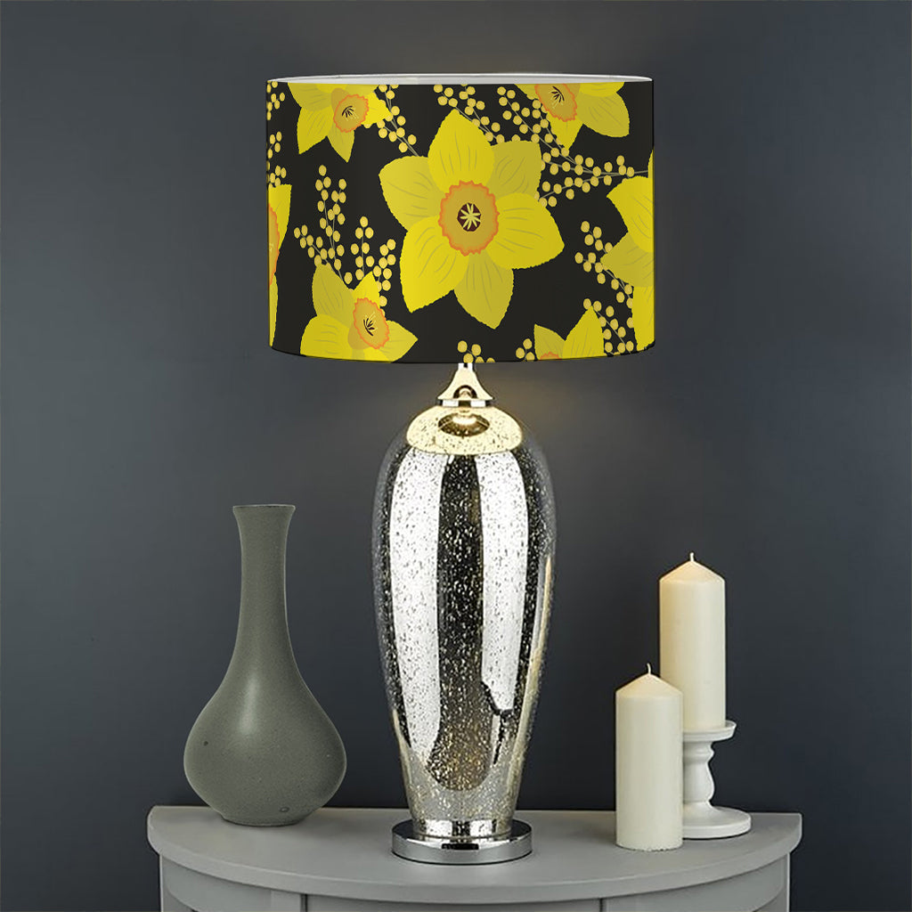 Daffodil And Mimosa Pattern Print Drum Lamp Shade