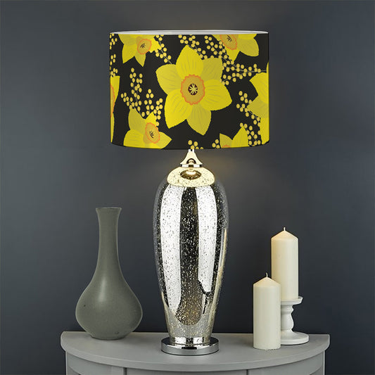 Daffodil And Mimosa Pattern Print Drum Lamp Shade