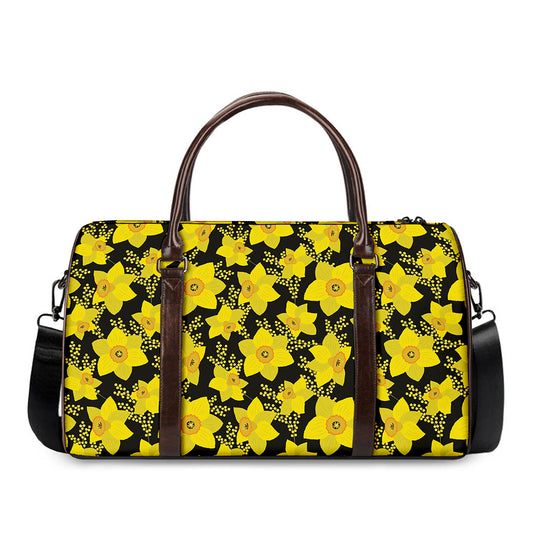 Daffodil And Mimosa Pattern Print Duffle Bag