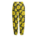 Daffodil And Mimosa Pattern Print Fleece Lined Knit Pants