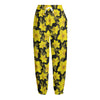 Daffodil And Mimosa Pattern Print Fleece Lined Knit Pants
