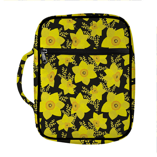 Daffodil And Mimosa Pattern Print Front Pocket Bible Bag