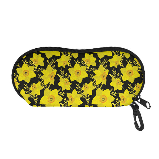 Daffodil And Mimosa Pattern Print Glasses Case