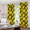 Daffodil And Mimosa Pattern Print Grommet Curtains