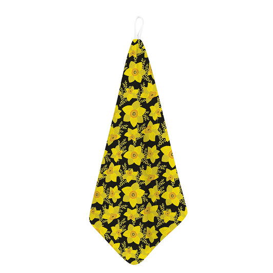 Daffodil And Mimosa Pattern Print Hand Towel