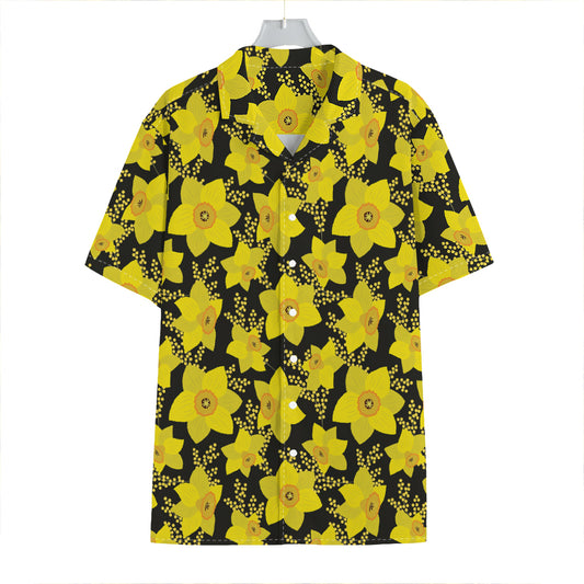 Daffodil And Mimosa Pattern Print Hawaiian Shirt