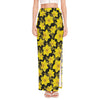 Daffodil And Mimosa Pattern Print High Slit Maxi Skirt