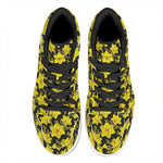 Daffodil And Mimosa Pattern Print High Top Leather Sneakers