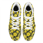 Daffodil And Mimosa Pattern Print High Top Leather Sneakers