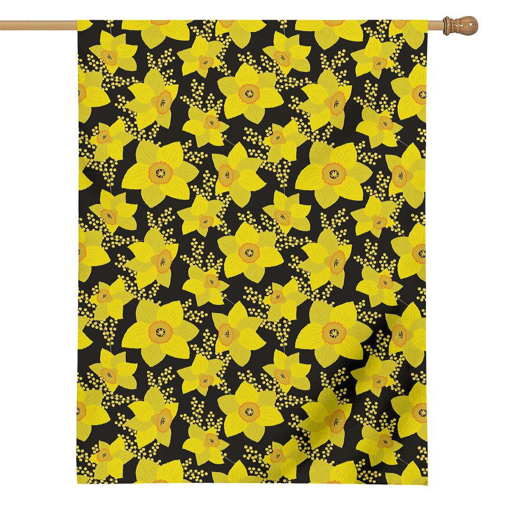 Daffodil And Mimosa Pattern Print House Flag