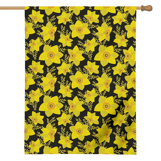 Daffodil And Mimosa Pattern Print House Flag