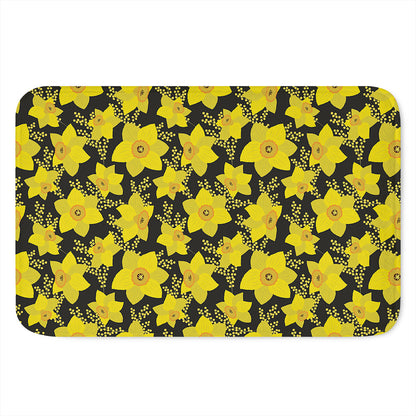Daffodil And Mimosa Pattern Print Indoor Door Mat