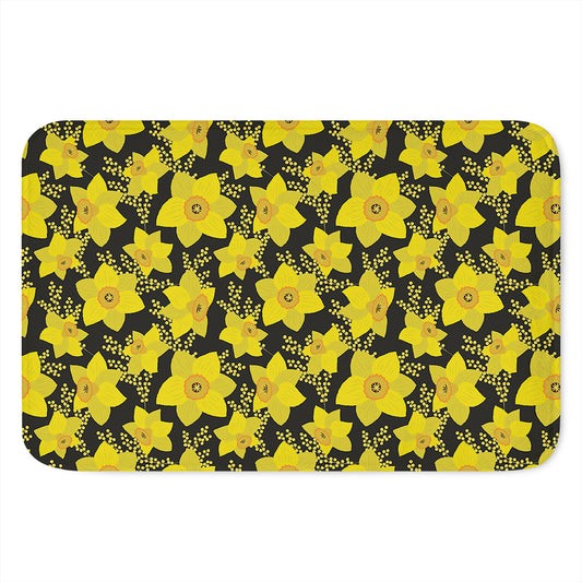 Daffodil And Mimosa Pattern Print Indoor Door Mat