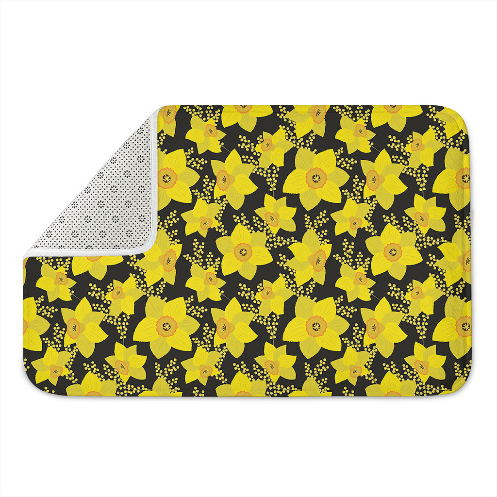 Daffodil And Mimosa Pattern Print Indoor Door Mat
