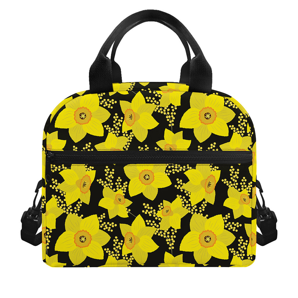 Daffodil And Mimosa Pattern Print Insulated Lunch Bag