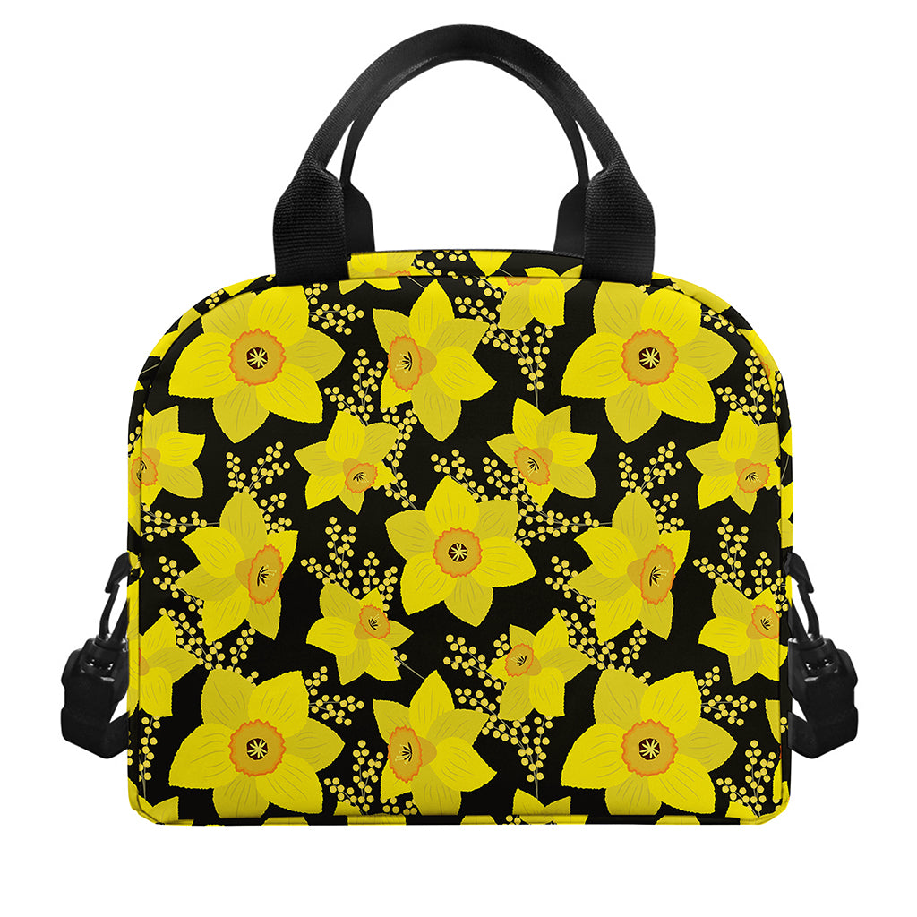 Daffodil And Mimosa Pattern Print Insulated Lunch Bag