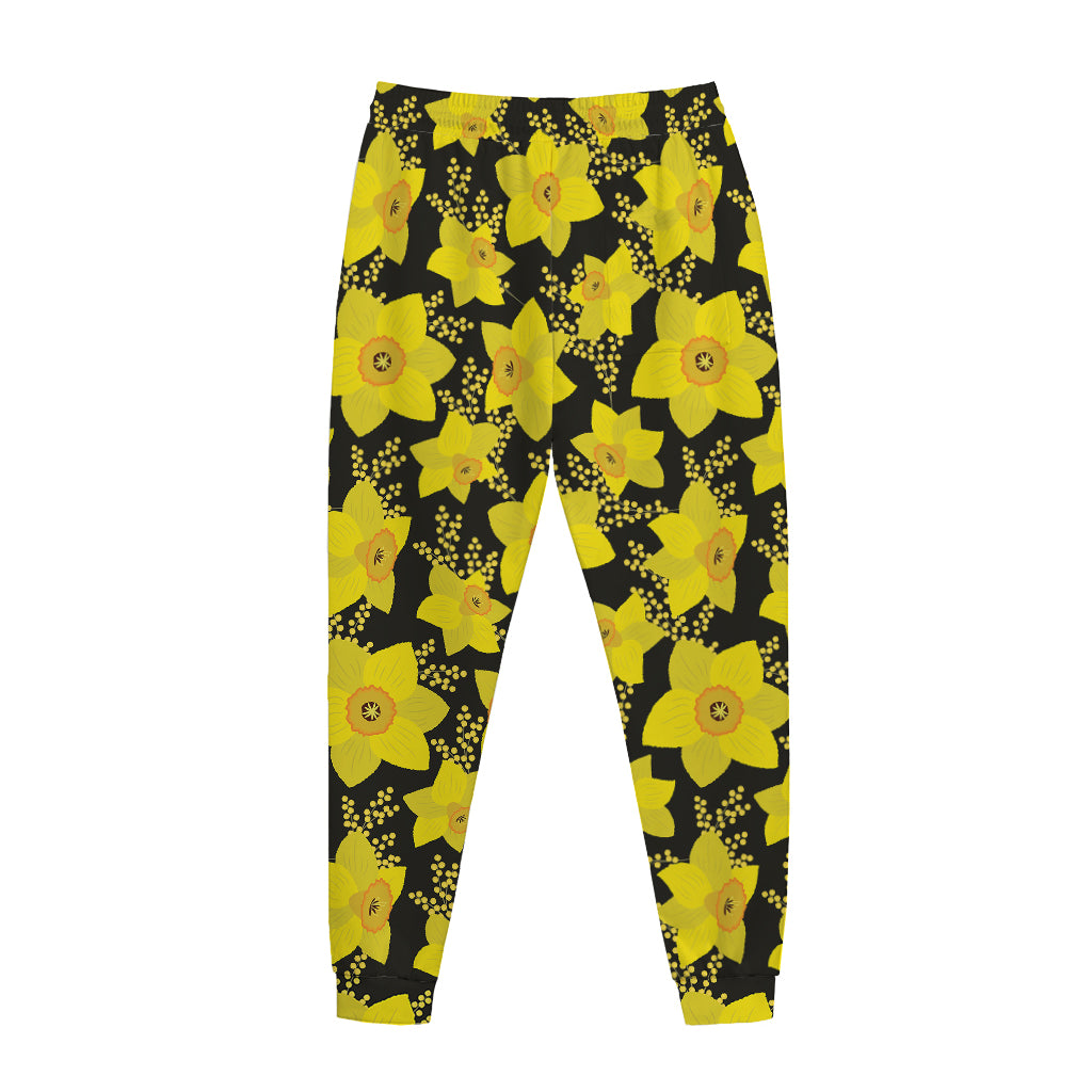 Daffodil And Mimosa Pattern Print Jogger Pants