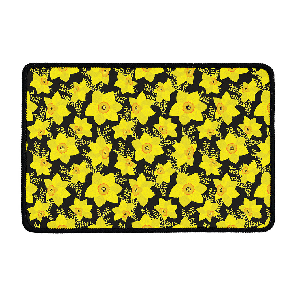 Daffodil And Mimosa Pattern Print Kitchen Mat