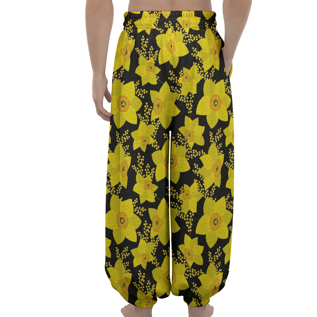 Daffodil And Mimosa Pattern Print Lantern Pants