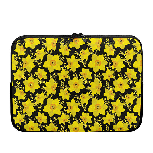 Daffodil And Mimosa Pattern Print Laptop Sleeve
