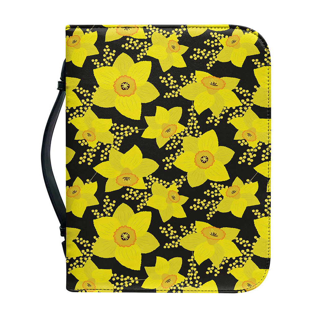Daffodil And Mimosa Pattern Print Leather Bible Cover