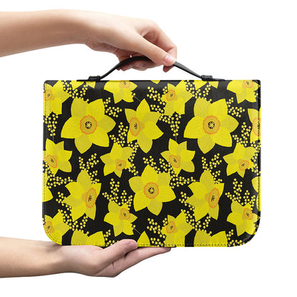 Daffodil And Mimosa Pattern Print Leather Bible Cover