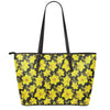 Daffodil And Mimosa Pattern Print Leather Tote Bag