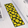 Daffodil And Mimosa Pattern Print Long Kitchen Mat