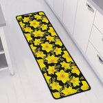 Daffodil And Mimosa Pattern Print Long Kitchen Mat