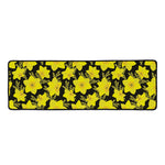 Daffodil And Mimosa Pattern Print Long Kitchen Mat