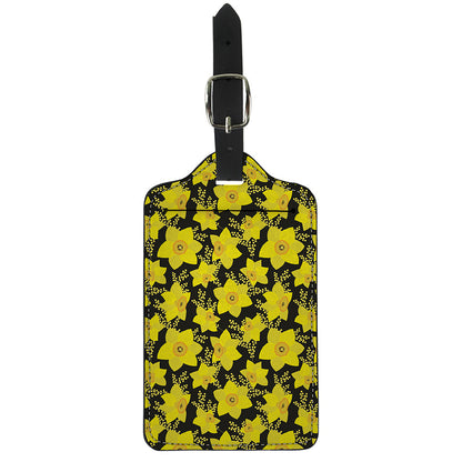 Daffodil And Mimosa Pattern Print Luggage Tag