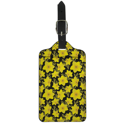 Daffodil And Mimosa Pattern Print Luggage Tag