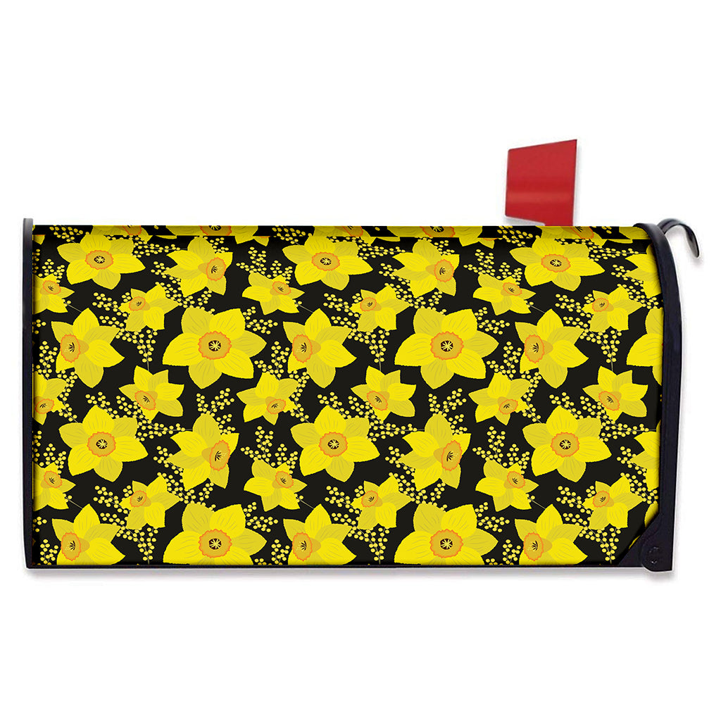 Daffodil And Mimosa Pattern Print Mailbox Cover