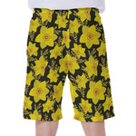 Daffodil And Mimosa Pattern Print Men's Beach Shorts