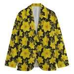 Daffodil And Mimosa Pattern Print Men's Blazer