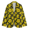 Daffodil And Mimosa Pattern Print Men's Blazer