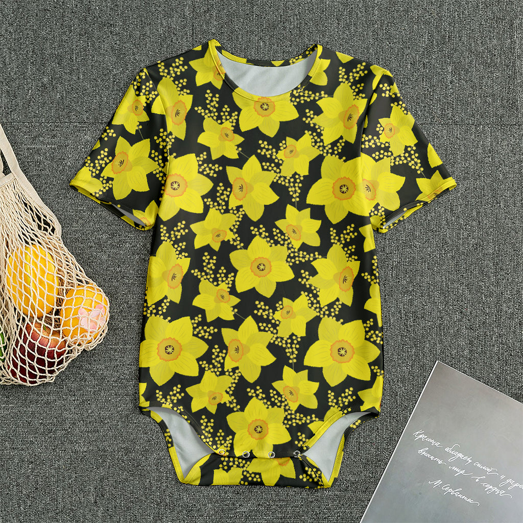 Daffodil And Mimosa Pattern Print Men's Bodysuit